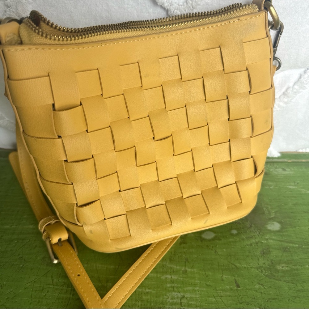JOY Yellow Woven Crossbody Bag